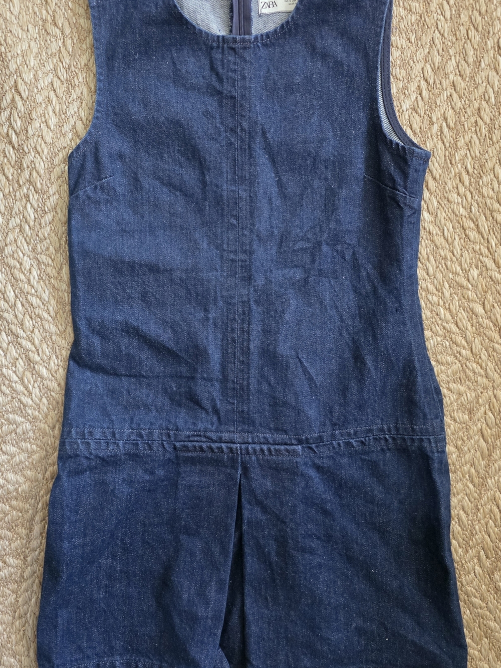 Zara ZW Collection Denim Mini Dress Sleeveless Dark Wash Blue Size S